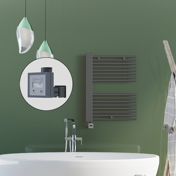 Radiva - Male Electric Towel Warmer 600x800 Anthracite Ktx3 300 W (Spiral Cable) Radiva - Male Electric Towel Warmer 600x800 Anthracite Ktx3 300 W (Spiral Cable)