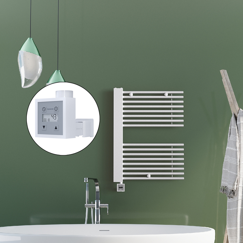 Male Electric Towel Warmer 600x800 White Ktx3 300 W (Spiral Cable)
