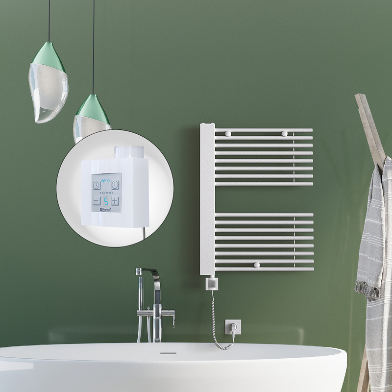 Male Electric Towel Warmer 600x800 White Ktx4 300 W (Spiral Cable)