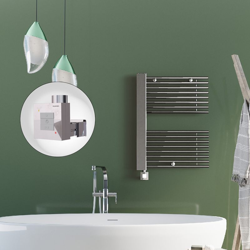 Male Sèche Serviettes Electrique 600x800 Chrome Ktx1 300 Watt Câble en spirale