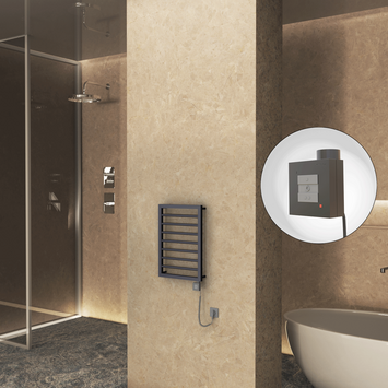  - NAXOS Elektrikli Havlupan 450x655 Koyu Antrasit Texture (KTX1 Termostat) 300W Spiral Kablolu