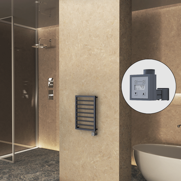  - NAXOS Elektrikli Havlupan 450x655 Koyu Antrasit Texture (KTX3 Termostat) 300W