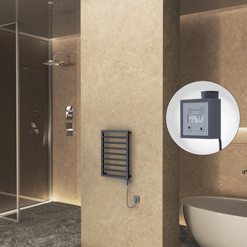  - NAXOS Elektrikli Havlupan 450x655 Koyu Antrasit Texture (KTX3 Termostat) 300W Spiral Kablolu