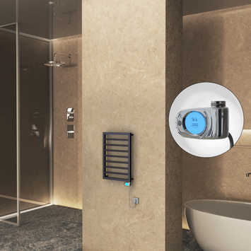  - NAXOS Elektrikli Havlupan 450x655 Koyu Antrasit Texture (Musa Termostat) 300W