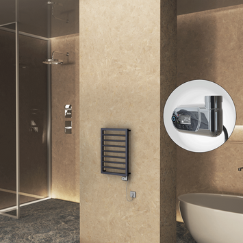  - NAXOS Elektrikli Havlupan 450x655 Koyu Antrasit Texture (Thesis Termostat) 300W