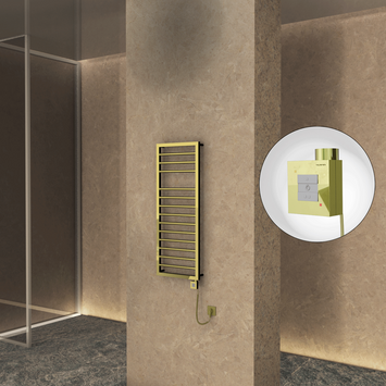 Radiva - NAXOS Elektrikli Havlupan 500x1193 Altın (KTX1 Termostat) 300W Spiral Kablolu