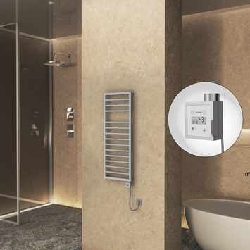 Radiva - NAXOS Elektrikli Havlupan 500x1193 Gri 7012 Texture (KTX3 Termostat) 600W Spiral Kablolu