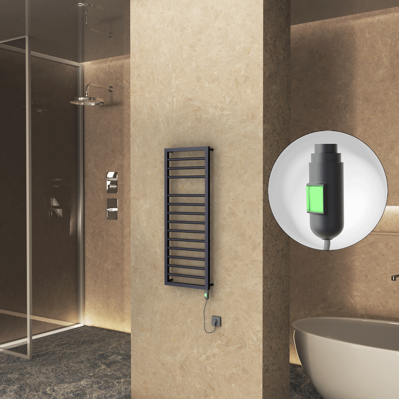 NAXOS Elektrikli Havlupan 500x1193 Koyu Antrasit Texture (On/Off Düğmeli) 600W