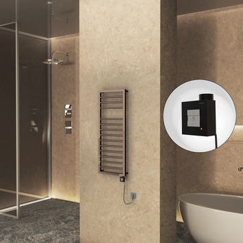 Radiva - NAXOS Elektrikli Havlupan 500x1193 Rose Gold Parlak (KTX1 Termostat) 300W Spiral Kablolu