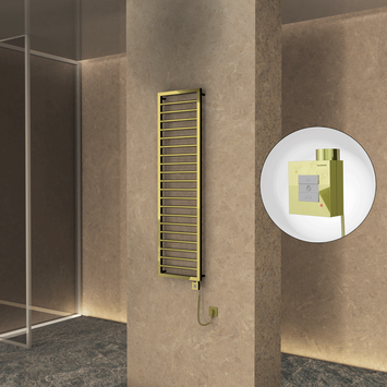 Radiva - NAXOS Elektrikli Havlupan 500x1655 Altın (KTX1 Termostat) 600W Spiral Kablolu