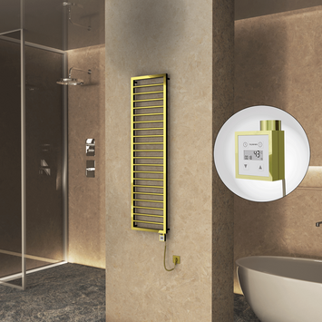 Radiva - NAXOS Elektrikli Havlupan 500x1655 Altın (KTX3 Termostat) 600W Spiral Kablolu