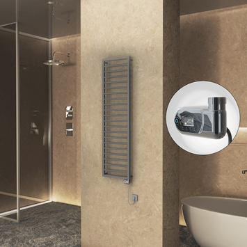 Radiva - NAXOS Elektrikli Havlupan 500x1655 Antrasit Texture (Thesis Termostat) 600W