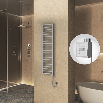 Radiva - NAXOS Elektrikli Havlupan 500x1655 Gri 7012 Texture (KTX3 Termostat) 600W Spiral Kablolu