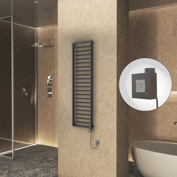  - NAXOS Elektrikli Havlupan 500x1655 Koyu Antrasit Texture (KTX1 Termostat) 600W Spiral Kablolu