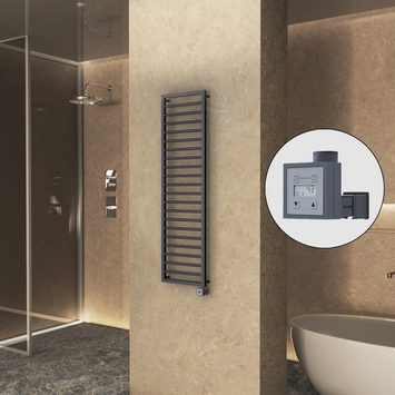  - NAXOS Elektrikli Havlupan 500x1655 Koyu Antrasit Texture (KTX3 Termostat) 600W