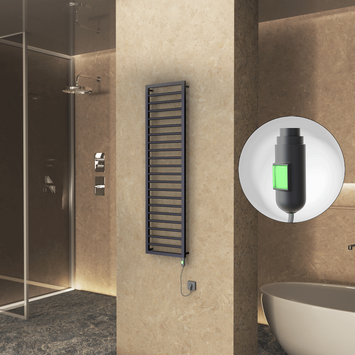  - NAXOS Elektrikli Havlupan 500x1655 Koyu Antrasit Texture (On/Off Düğmeli) 600W