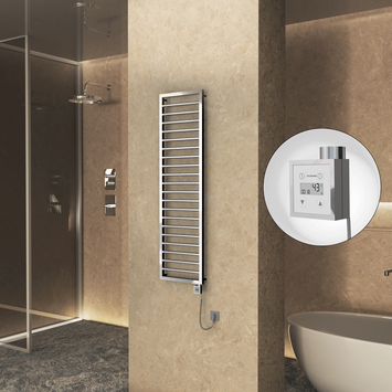 Radiva - NAXOS Elektrikli Havlupan 500x1655 Krom (KTX3 Termostat) 600W Spiral Kablolu