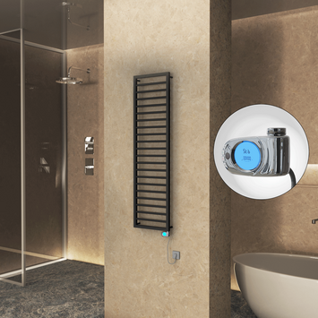 Radiva - NAXOS Elektrikli Havlupan 500x1655 Siyah Mat (Musa Termostat) 600W