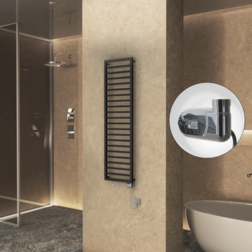 Radiva - NAXOS Elektrikli Havlupan 500x1655 Siyah Mat (Thesis Termostat) 600W Radiva - NAXOS Elektrikli Havlupan 500x1655 Siyah Mat (Thesis Termostat) 600W