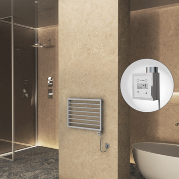 Radiva - NAXOS Elektrikli Havlupan 800x578 Gri 7012 Texture (KTX3 Termostat) 300W Spiral Kablolu