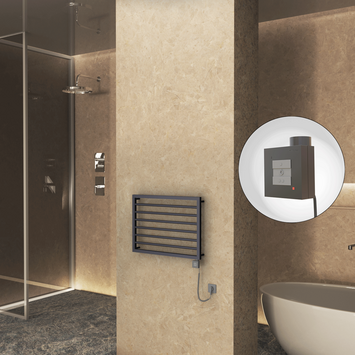  - NAXOS Elektrikli Havlupan 800x578 Koyu Antrasit Texture (KTX1 Termostat) 300W Spiral Kablolu