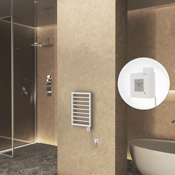 Radiva - Naxos Electric Towel Warmer 450x655 Mat White 9016 Ktx1 200 W (Spiral Cable) Radiva - Naxos Electric Towel Warmer 450x655 Mat White 9016 Ktx1 200 W (Spiral Cable)