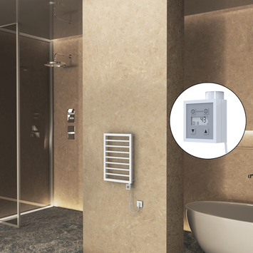 - Naxos Sèche Serviettes Electrique 450x655 Mat Blanc 9016 Ktx3 300 Watt Câble en spirale  - Naxos Sèche Serviettes Electrique 450x655 Mat Blanc 9016 Ktx3 300 Watt Câble en spirale