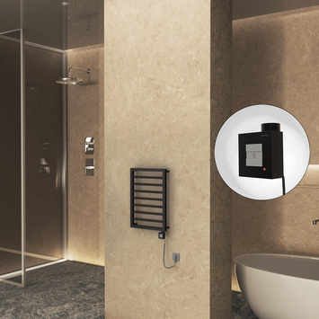 Radiva - Naxos Electric Towel Warmer 450x655 Matte Black Ktx1 200 W (Spiral Cable) Radiva - Naxos Electric Towel Warmer 450x655 Matte Black Ktx1 200 W (Spiral Cable)