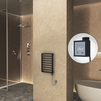 Radiva - Naxos Electric Towel Warmer 450x655 Matte Black Ktx3 200 W (Spiral Cable) Radiva - Naxos Electric Towel Warmer 450x655 Matte Black Ktx3 200 W (Spiral Cable)