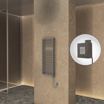 Radiva - Naxos Sèche Serviettes Electrique 500x1193 Anthracite Ktx1 600 Watt Câble en spirale