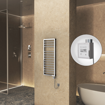 Radiva - Naxos Elektrikli Havlupan 500x1193 Krom (KTX3 Termostat) 300W Spiral Kablolu