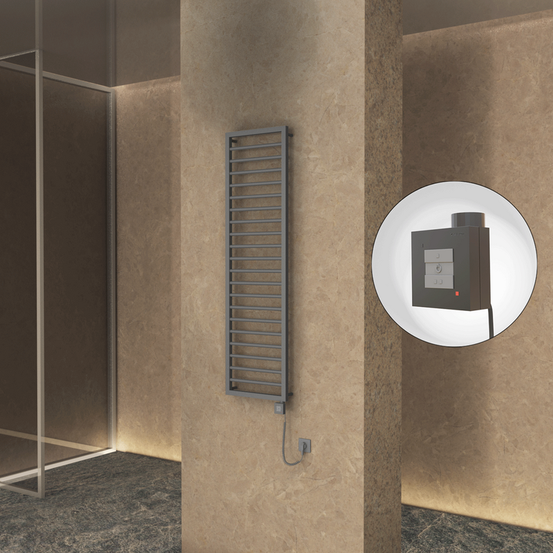 Naxos Sèche Serviettes Electrique 500x1655 Anthracite Ktx1 600 Watt Câble en spirale