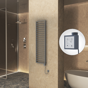 Radiva - Naxos Electric Towel Warmer 500x1655 Anthracite Ktx3 600 W (Spiral Cable)