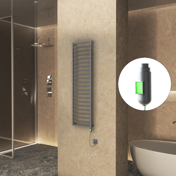 Radiva - Naxos Electric Towel Warmer 500x1655 Anthracite (On/Off) 600 W