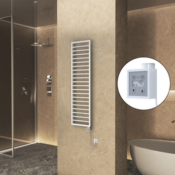  - Naxos Sèche Serviettes Electrique 500x1655 Mat Blanc 9016 Ktx3 600 Watt Câble en spirale