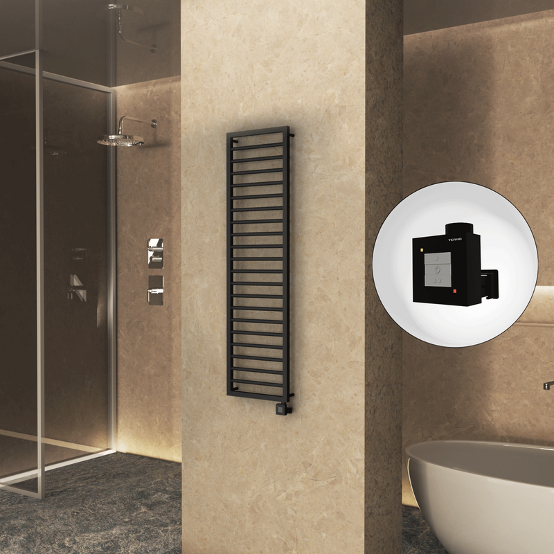 Naxos Sèche Serviettes Electrique 500x1655 Noir mat Ktx1 600 Watt