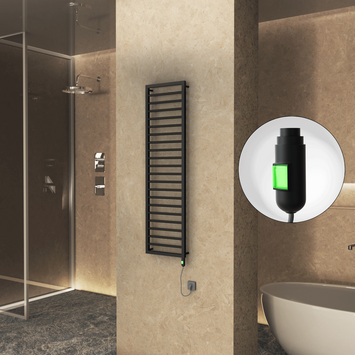 Radiva - Naxos Electric Towel Warmer 500x1655 Matte Black (On/Off) 600 W