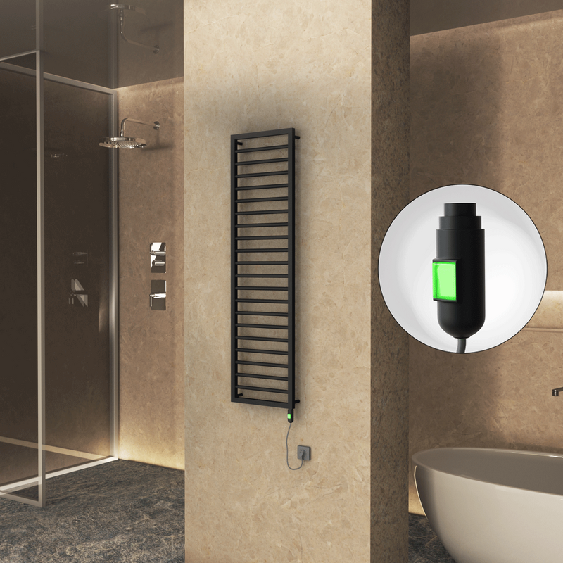 Naxos Sèche Serviettes Electrique 500x1655 Noir mat (On/Off) 600 W