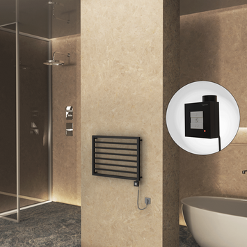 Radiva - Naxos Electric Towel Warmer 800x578 Matte Black Ktx1 300 W (Spiral Cable)