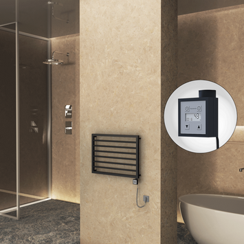 Radiva - Naxos Sèche Serviettes Electrique 800x578 Noir mat Ktx3 300 Watt Câble en spirale