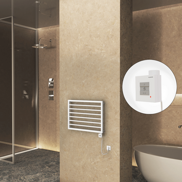 Radiva - Naxos Sèche Serviettes Electrique 800x578 Mat Blanc 9016 Ktx1 300 Watt Câble en spirale