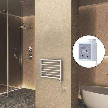 Radiva - Naxos Sèche Serviettes Electrique 800x578 Mat Blanc 9016 Ktx3 300 Watt Câble en spirale