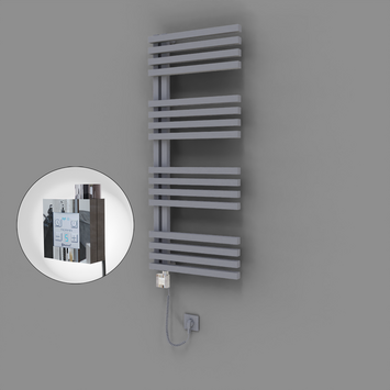 Radiva - Oka Dekoratif Elektrikli Havlupan 500x1200 Gri (KTX4 Termostat) 600W Spiral Kablolu