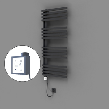 Radiva - Oka Dekoratif Elektrikli Havlupan 500x1200 Koyu Antrasit (KTX3 Termostat) 600W Spiral Kablolu