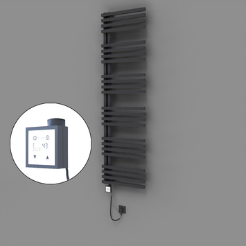 Radiva - Oka Dekoratif Elektrikli Havlupan 500x1800 Koyu Antrasit (KTX3 Termostat) 1000W Spiral Kablolu