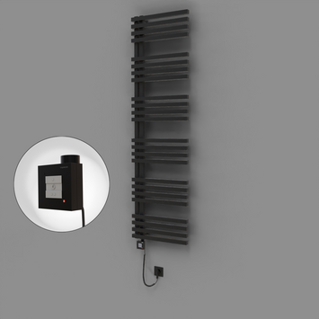 Radiva - Oka Dekoratif Elektrikli Havlupan 500x1800 Siyah (KTX1 Termostat) 1000W Spiral Kablolu