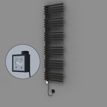 Radiva - Oka Dekoratif Elektrikli Havlupan 500x1800 Siyah (KTX3 Termostat) 1000W Spiral Kablolu