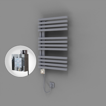 Radiva - Oka Dekoratif Elektrikli Havlupan 500x800 Gri (KTX4 Termostat) 300W Spiral Kablolu