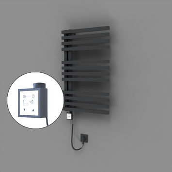 Radiva - Oka Dekoratif Elektrikli Havlupan 500x800 Koyu Antrasit (KTX3 Termostat) 300W Spiral Kablolu