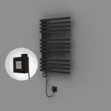 Radiva - Oka Dekoratif Elektrikli Havlupan 500x800 Siyah (KTX1 Termostat) 300W Spiral Kablolu